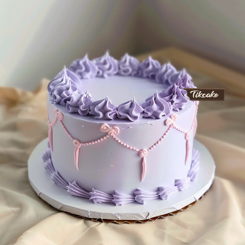 原创紫色系复古风鲜奶蛋糕