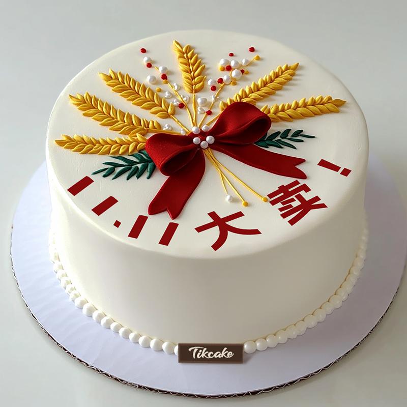 原创“大麦”主题翻糖企业蛋糕（二）