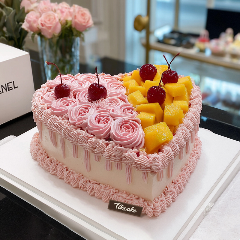 原创爱心主题水果鲜奶蛋糕（二）