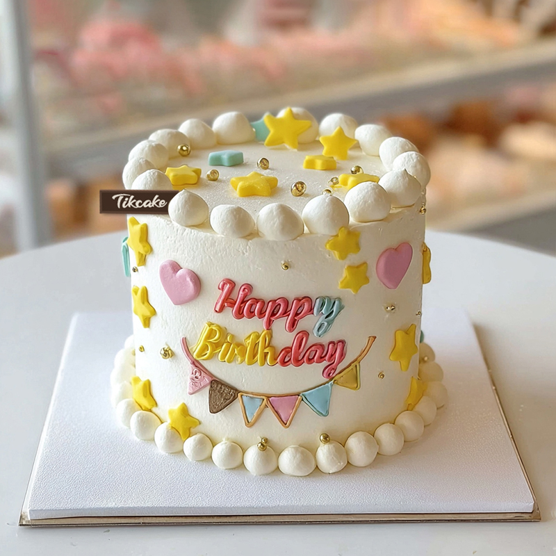 原创小清新星星主题鲜奶蛋糕