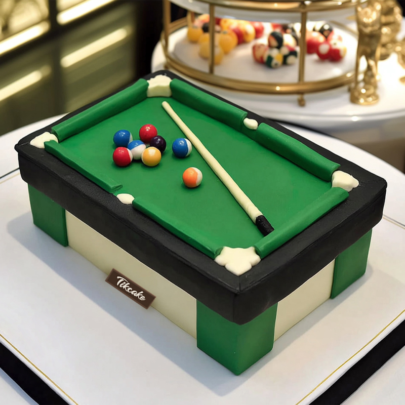 原创台球主题方形鲜奶蛋糕