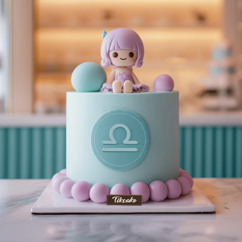 原创天秤座主题翻糖鲜奶蛋糕十三（9.23-10.23）