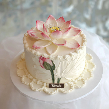 原创荷花主题翻糖鲜奶蛋糕（五）