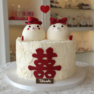 原创婚庆主题翻糖鲜奶蛋糕（六）